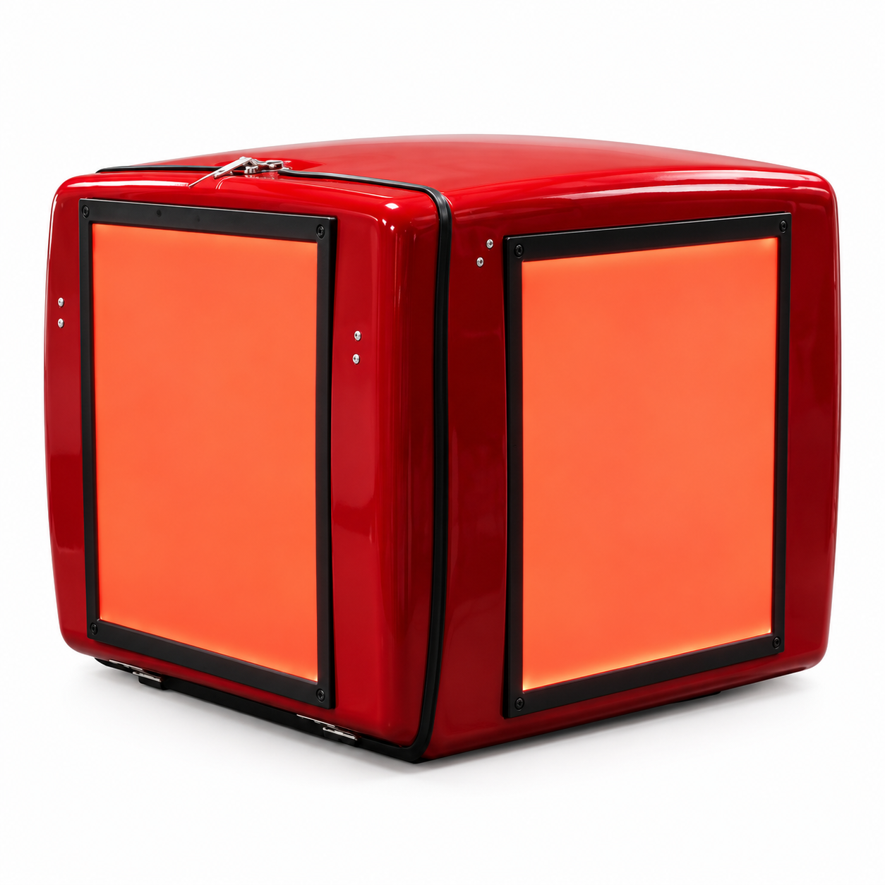 Motorcycle delivery box with a scrolling LED display