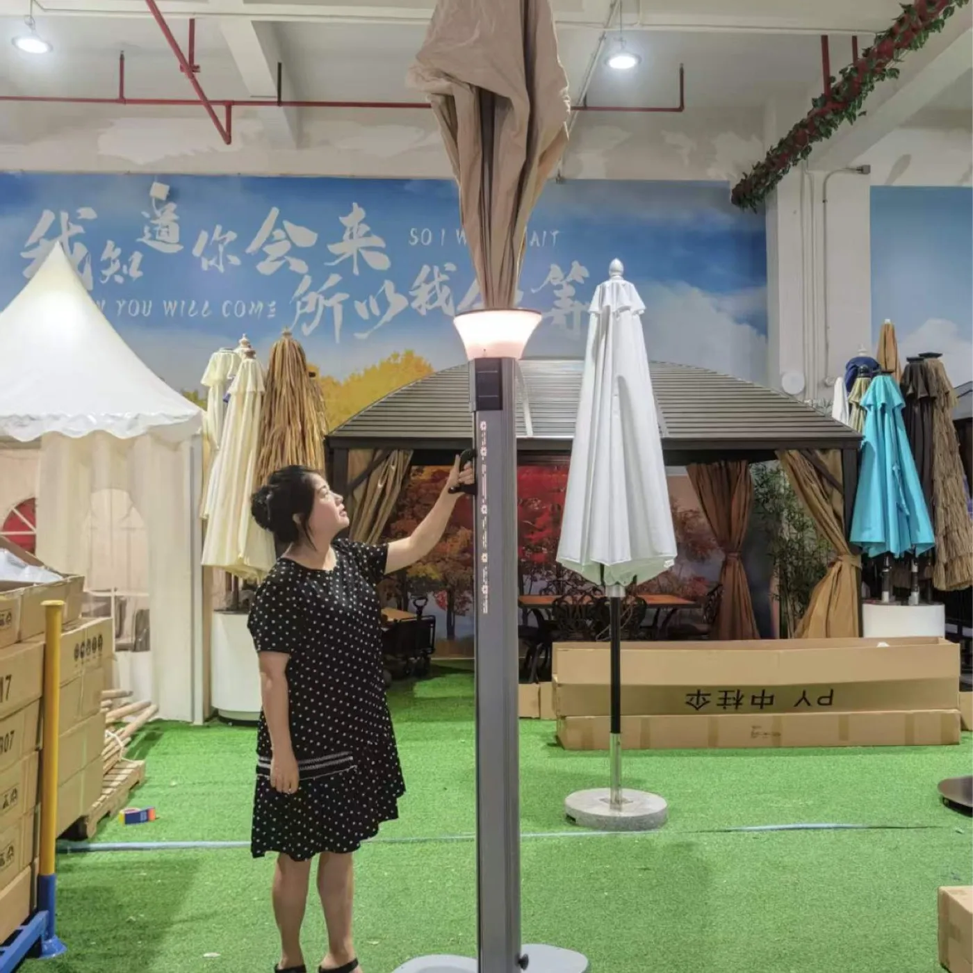 The umbrella in the showroom